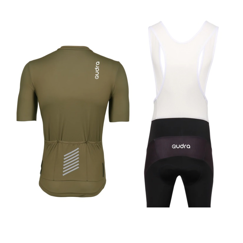 Qudra Cycling Jersey and Bib Tights Top with Short Pants Brown 060