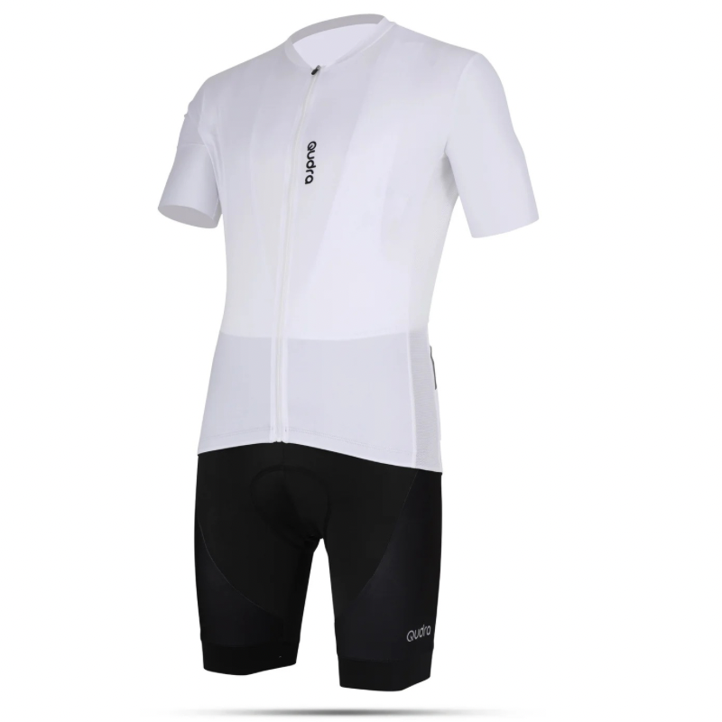 Qudra Cycling Jersey and Bib Tights Top with Short Pants White 062